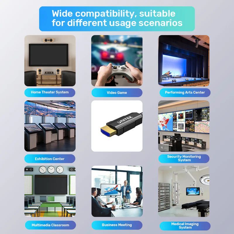 Unitek HDMI Fiber Optic Cable 4K 60Hz 20m Black Unitek HDMI Fiber Optic Cable 4K 60Hz 20m Black