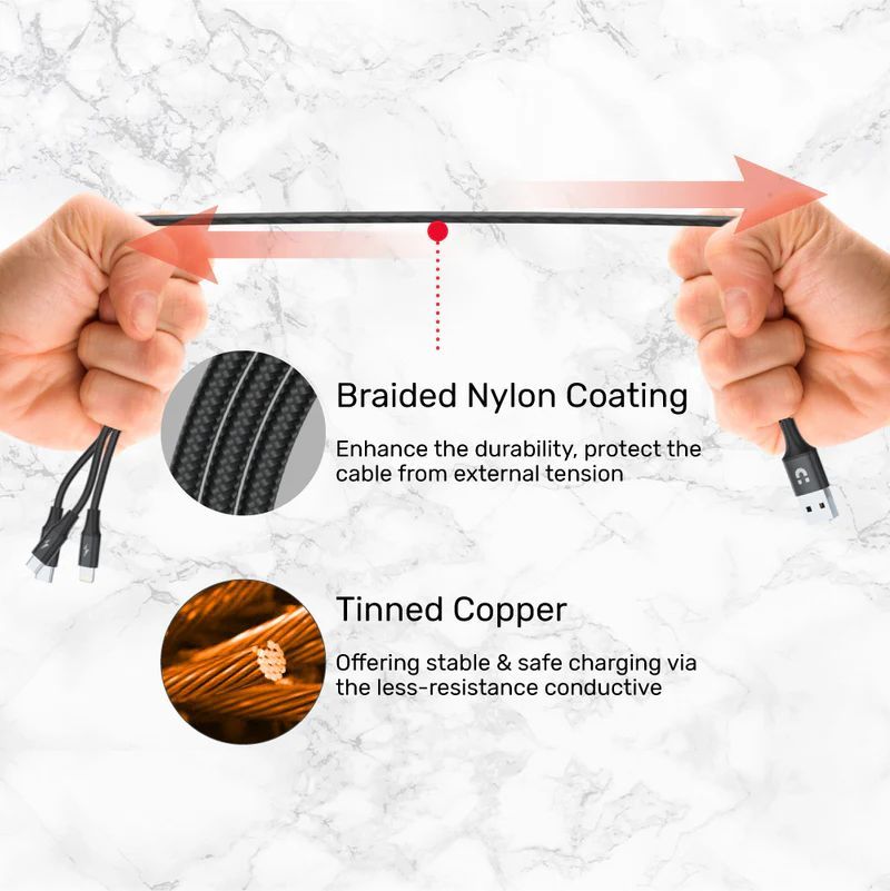 Unitek 3-in-1 USB-A to USB-C / Micro USB / Lightning Multi Charging Cable 1,2m Black Unitek 3-in-1 USB-A to USB-C / Micro USB / Lightning Multi Charging Cable 1,2m Black