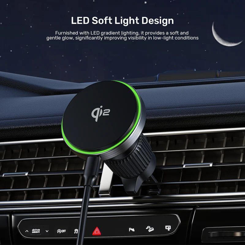 Unitek Qi2 Magnetic Wireless Car Charger Black Unitek Qi2 Magnetic Wireless Car Charger Black