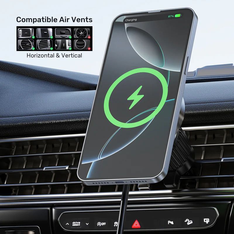 Unitek Qi2 Magnetic Wireless Car Charger Black Unitek Qi2 Magnetic Wireless Car Charger Black