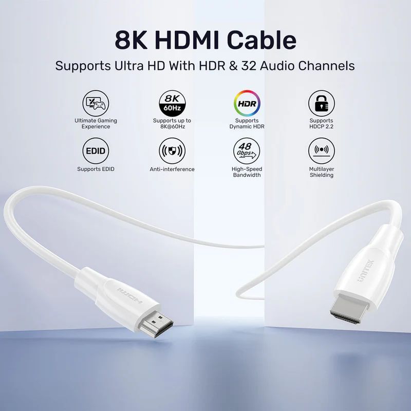 Unitek 8K HDMI Cable 1m White Unitek 8K HDMI Cable 1m White