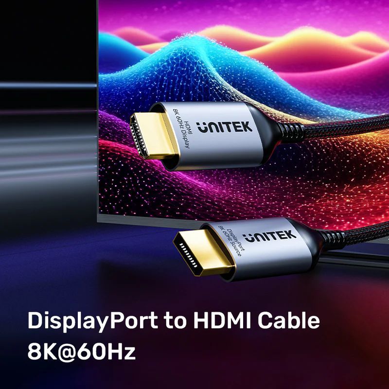Unitek DisplayPort 1.4 to HDMI 8K Cable 1,8m Black Unitek DisplayPort 1.4 to HDMI 8K Cable 1,8m Black