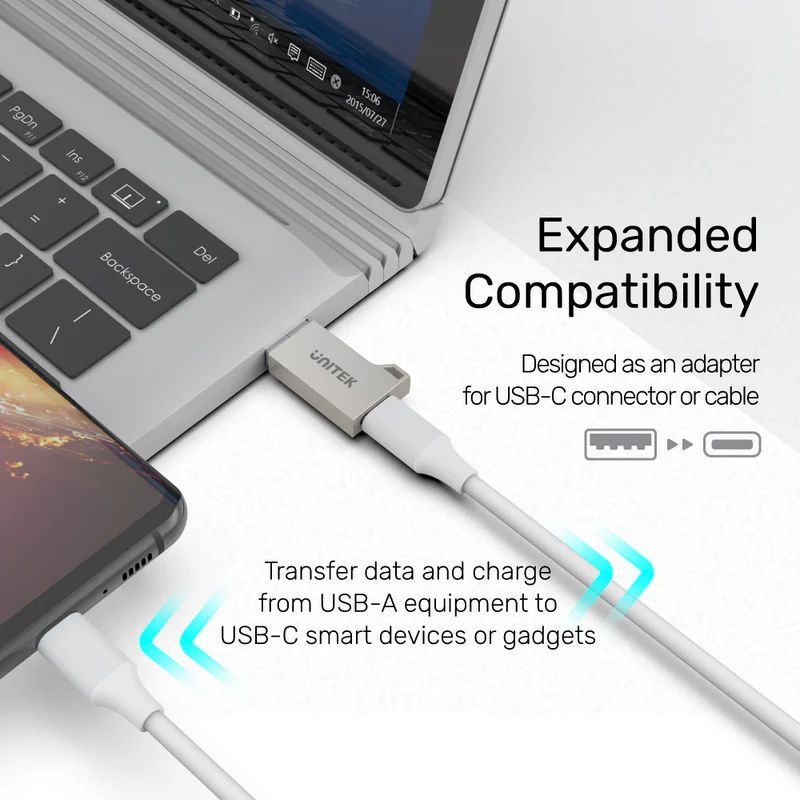 Unitek USB-A To USB-C Zinc Adapter Silver Unitek USB-A To USB-C Zinc Adapter Silver