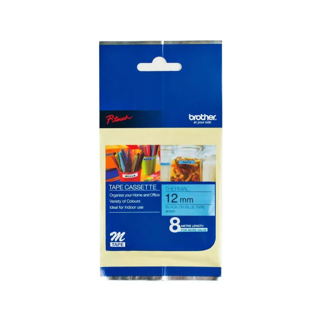 Brother M-K531 Laminált P-touch szalag (12mm) Black on Blue - 8m Brother M-K531 Laminált P-touch szalag (12mm) Black on Blue - 8m