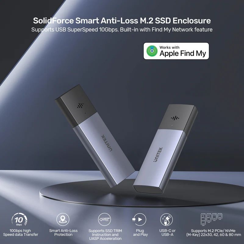 Unitek SolidForce Smart Anti-loss M.2 SSD Enclosure Space Grey Unitek SolidForce Smart Anti-loss M.2 SSD Enclosure Space Grey