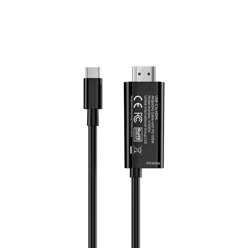 Unitek USB-C to HDMI 4K 60Hz Cable with PD 100W 2m Black Unitek USB-C to HDMI 4K 60Hz Cable with PD 100W 2m Black