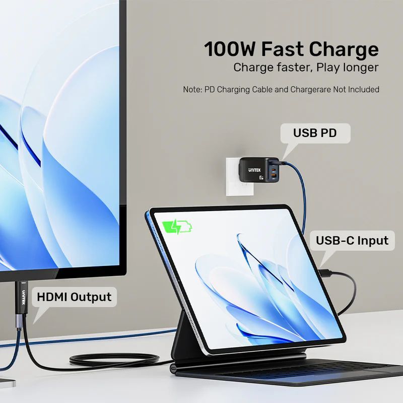 Unitek USB-C to HDMI 4K 60Hz Cable with PD 100W 2m Black Unitek USB-C to HDMI 4K 60Hz Cable with PD 100W 2m Black