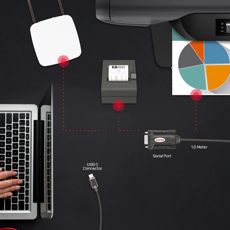 Unitek USB-C to Serial RS232 Cable 1,5m Transparent Unitek USB-C to Serial RS232 Cable 1,5m Transparent
