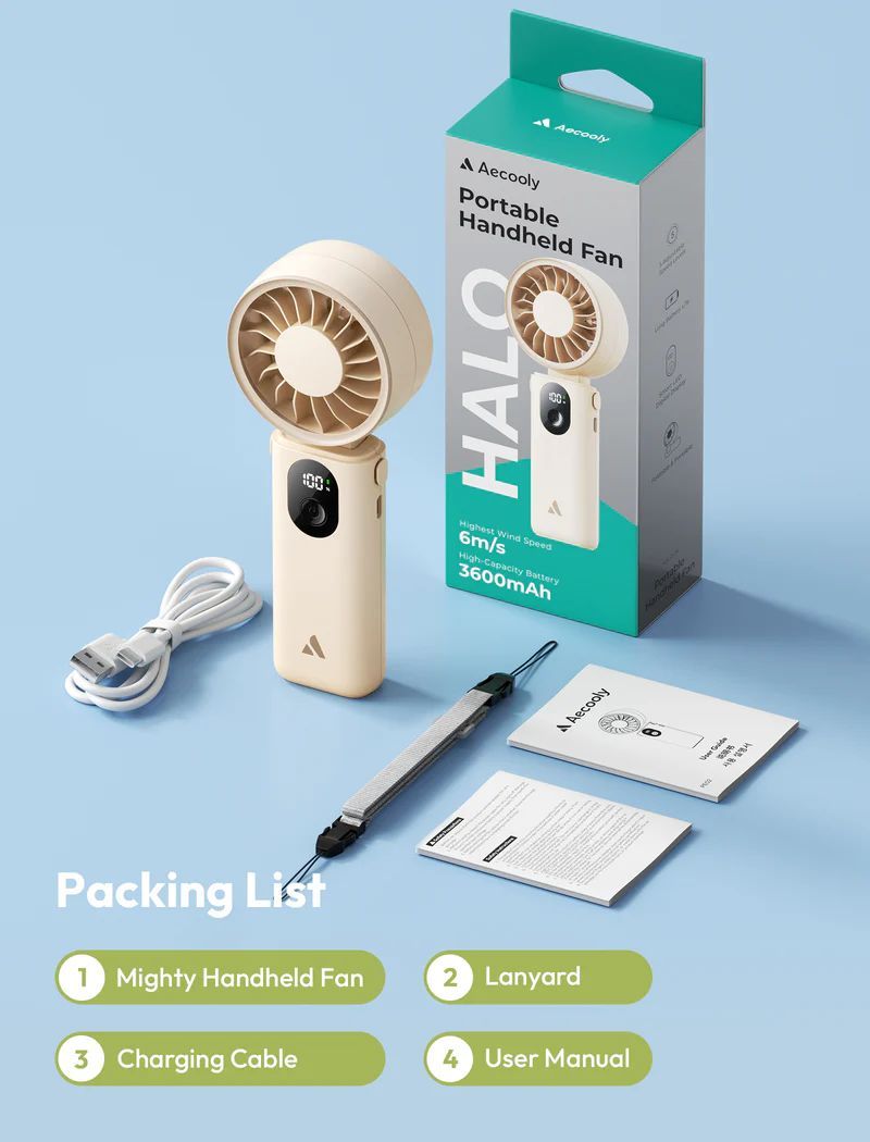 Aecooly Halo 04 Portable Handheld Fan Beige Aecooly Halo 04 Portable Handheld Fan Beige