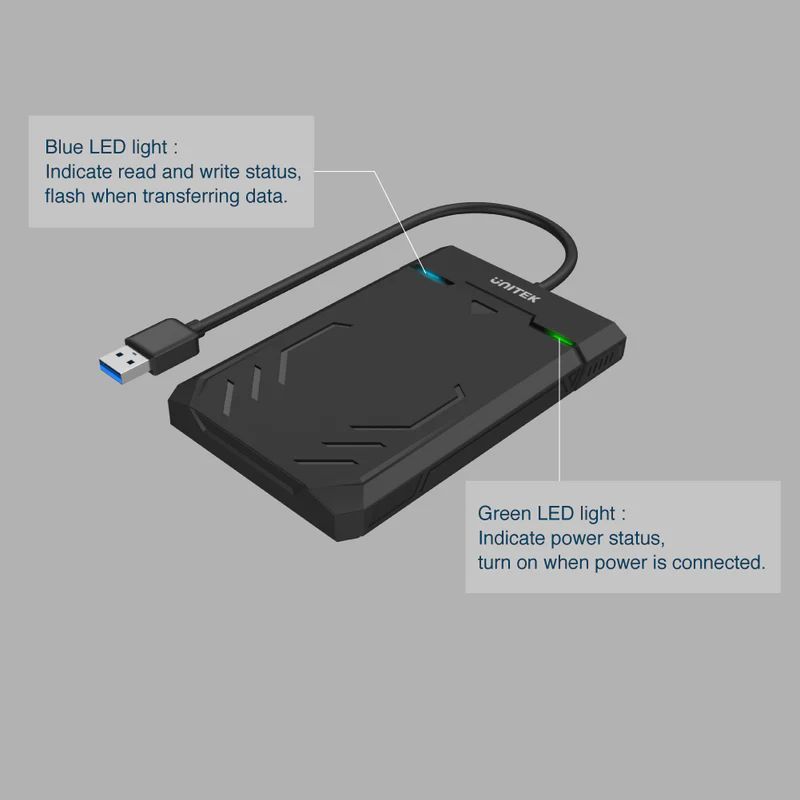 Unitek DiskGuard Raiden 2.5" SATA III 2.5” HDD/SSD Hard Disk Enclosure Black