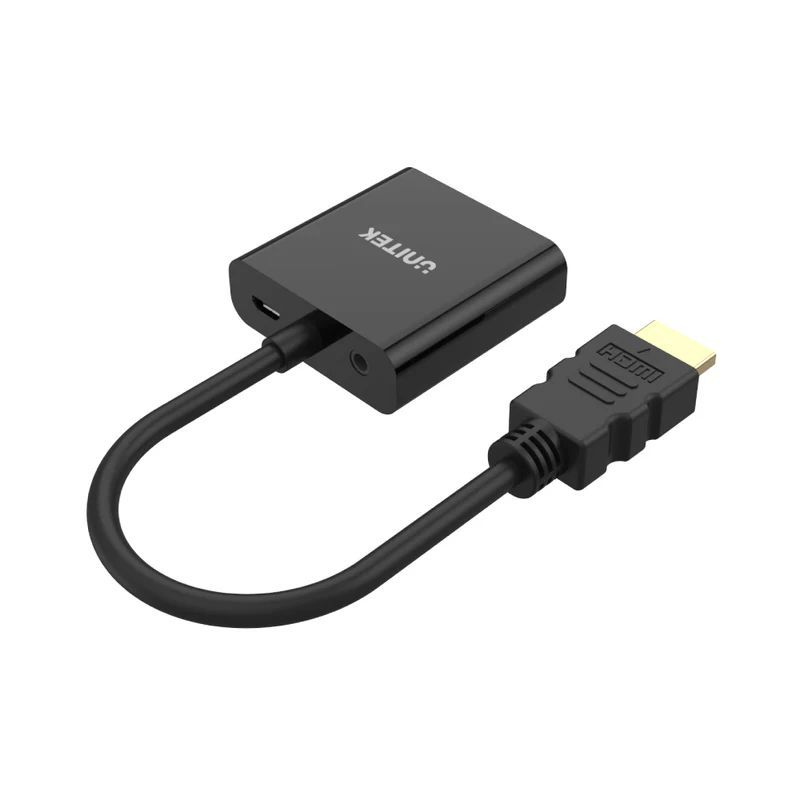 Unitek HDMI to VGA Adapter with 3.5mm for Stereo Audio Unitek HDMI to VGA Adapter with 3.5mm for Stereo Audio