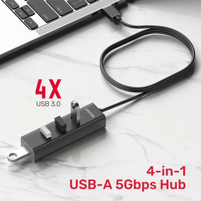 Unitek 4-in-1 USB-A 5Gbps Hub Black Unitek 4-in-1 USB-A 5Gbps Hub Black