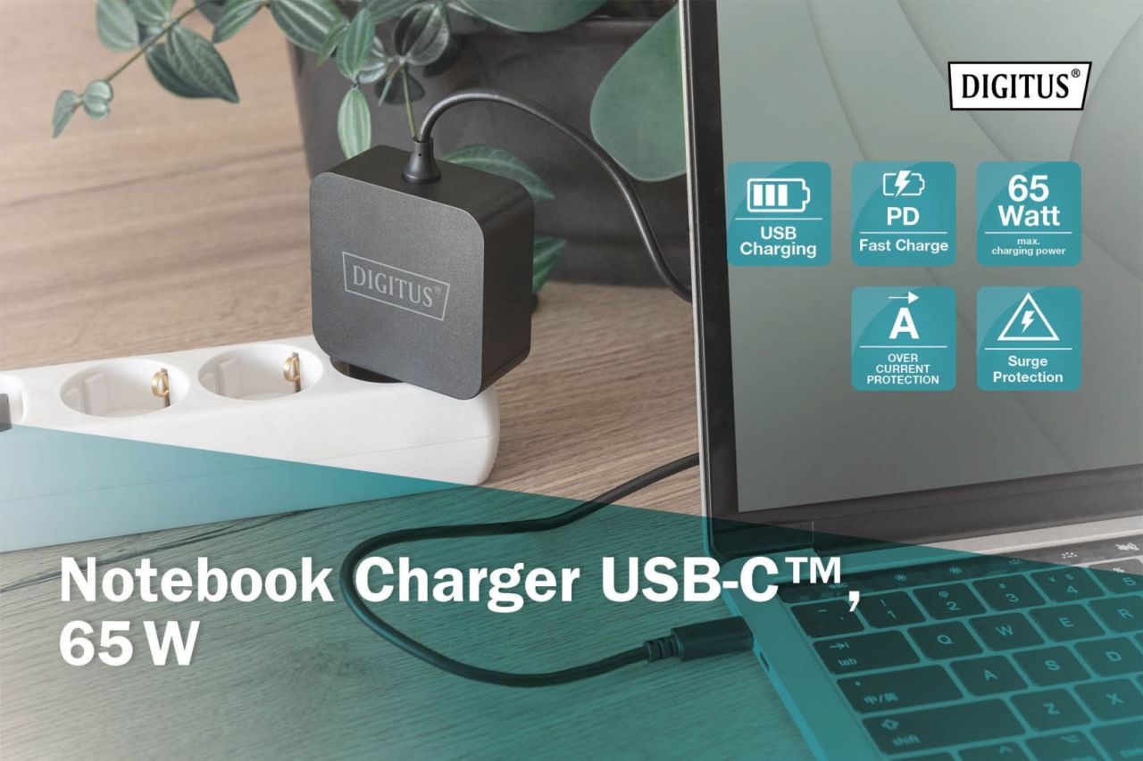 Digitus DA-10071 Notebook charger USB-C 65W Black
