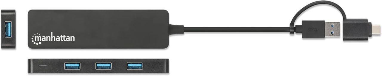 Manhattan 4-portos USB3.2 HUB Black Manhattan 4-portos USB3.2 HUB Black