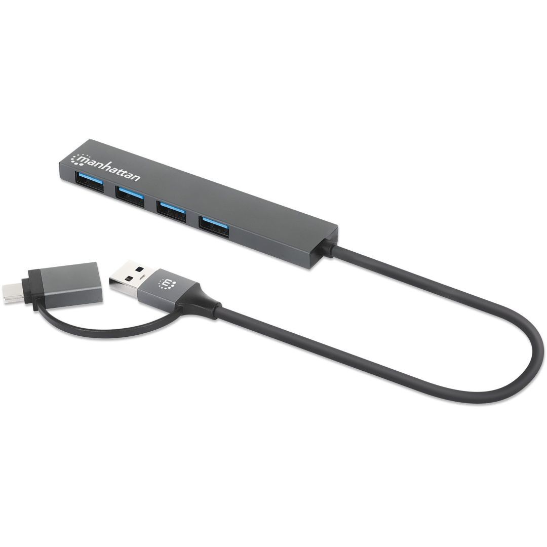 Manhattan 4-portos USB3.2 HUB Grey Manhattan 4-portos USB3.2 HUB Grey