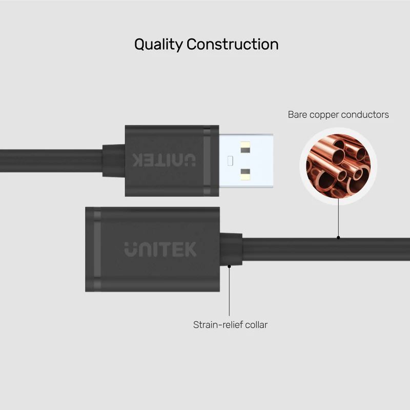 Unitek USB 2.0 Extension Cable 3m Black Unitek USB 2.0 Extension Cable 3m Black