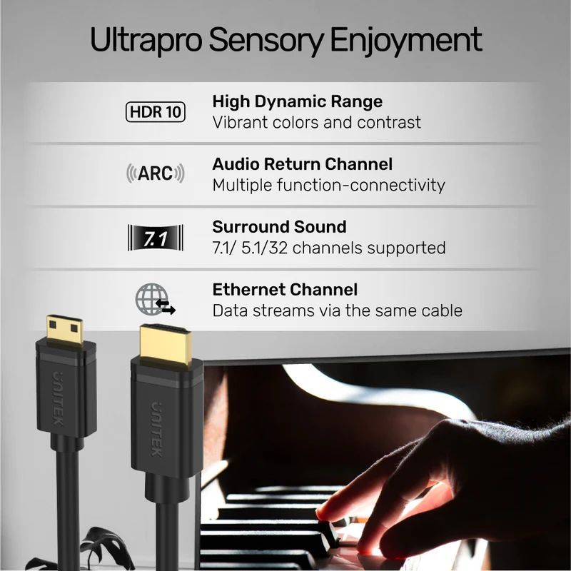 Unitek Micro HDMI to HDMI 4K 60Hz High Speed Cable 2m Black Unitek Micro HDMI to HDMI 4K 60Hz High Speed Cable 2m Black