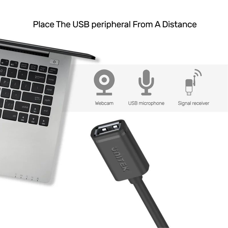 Unitek USB 2.0 Extension Cable 2m Black Unitek USB 2.0 Extension Cable 2m Black