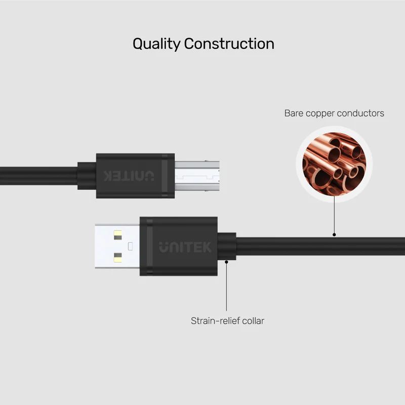 Unitek USB 2.0 to USB-B Cable 3m Black Unitek USB 2.0 to USB-B Cable 3m Black