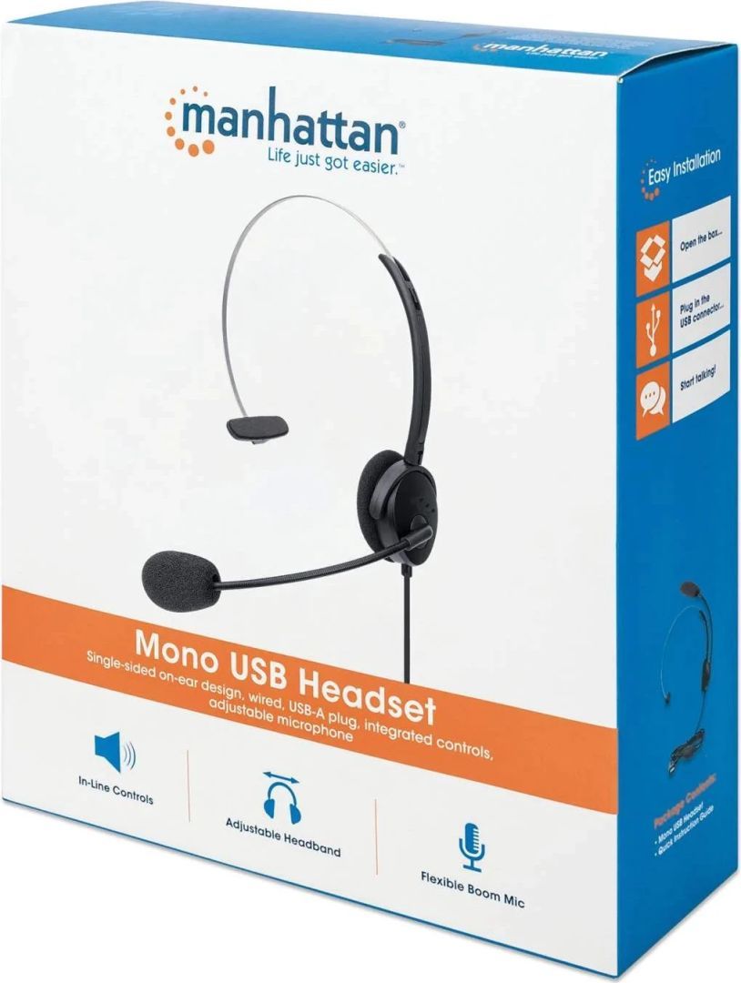 Manhattan Mono USB Headset Black Manhattan Mono USB Headset Black