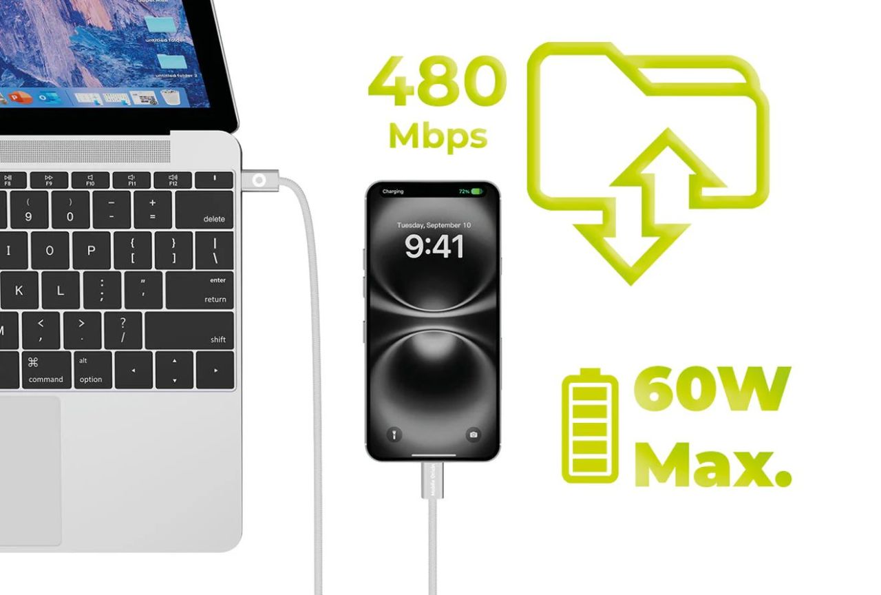 Mobile Origin CB11 60W UltraSlim USB-C to USB-C Cable 1m White Mobile Origin CB11 60W UltraSlim USB-C to USB-C Cable 1m White