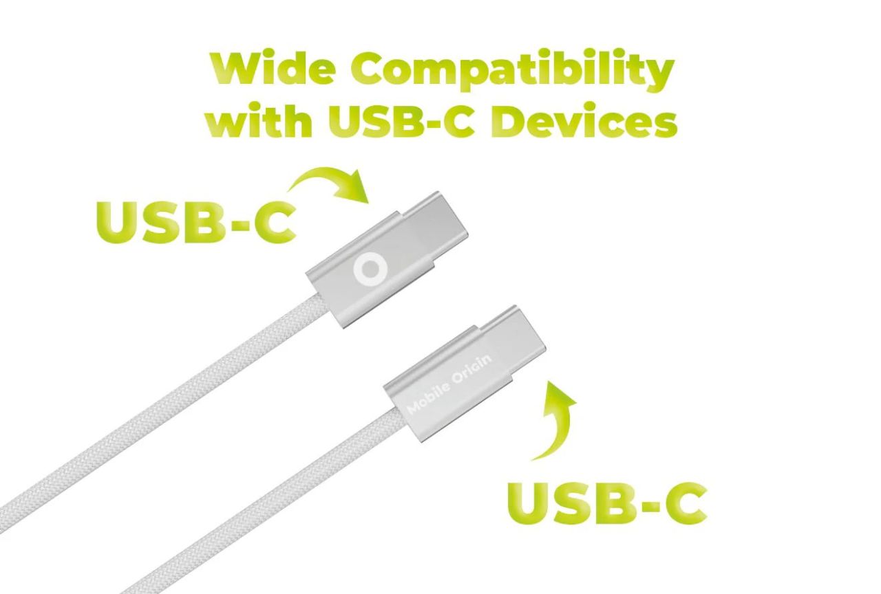 Mobile Origin CB11 60W UltraSlim USB-C to USB-C Cable 1m White Mobile Origin CB11 60W UltraSlim USB-C to USB-C Cable 1m White