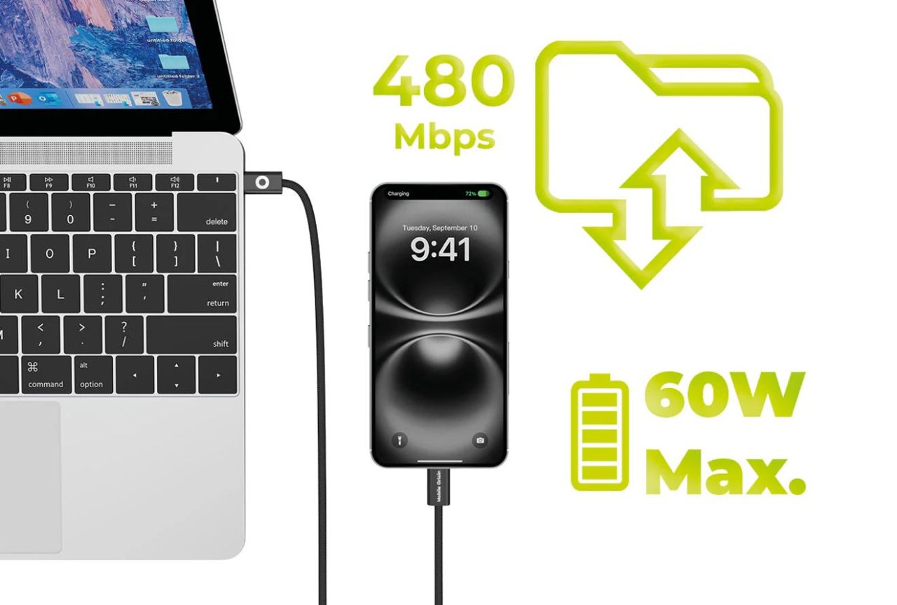 Mobile Origin CB11 60W UltraSlim USB-C to USB-C Cable 1m Black Mobile Origin CB11 60W UltraSlim USB-C to USB-C Cable 1m Black