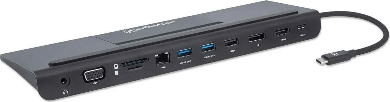 Manhattan USB-C 11-in-1 Triple Monitor Docking Station with MST Manhattan USB-C 11-in-1 Triple Monitor Docking Station with MST