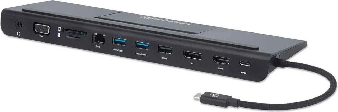 Manhattan USB-C 11-in-1 Triple Monitor Docking Station with MST Manhattan USB-C 11-in-1 Triple Monitor Docking Station with MST