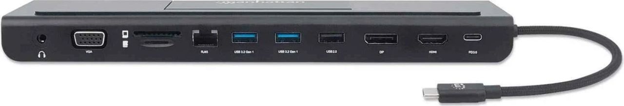 Manhattan USB-C 11-in-1 Triple Monitor Docking Station with MST Manhattan USB-C 11-in-1 Triple Monitor Docking Station with MST