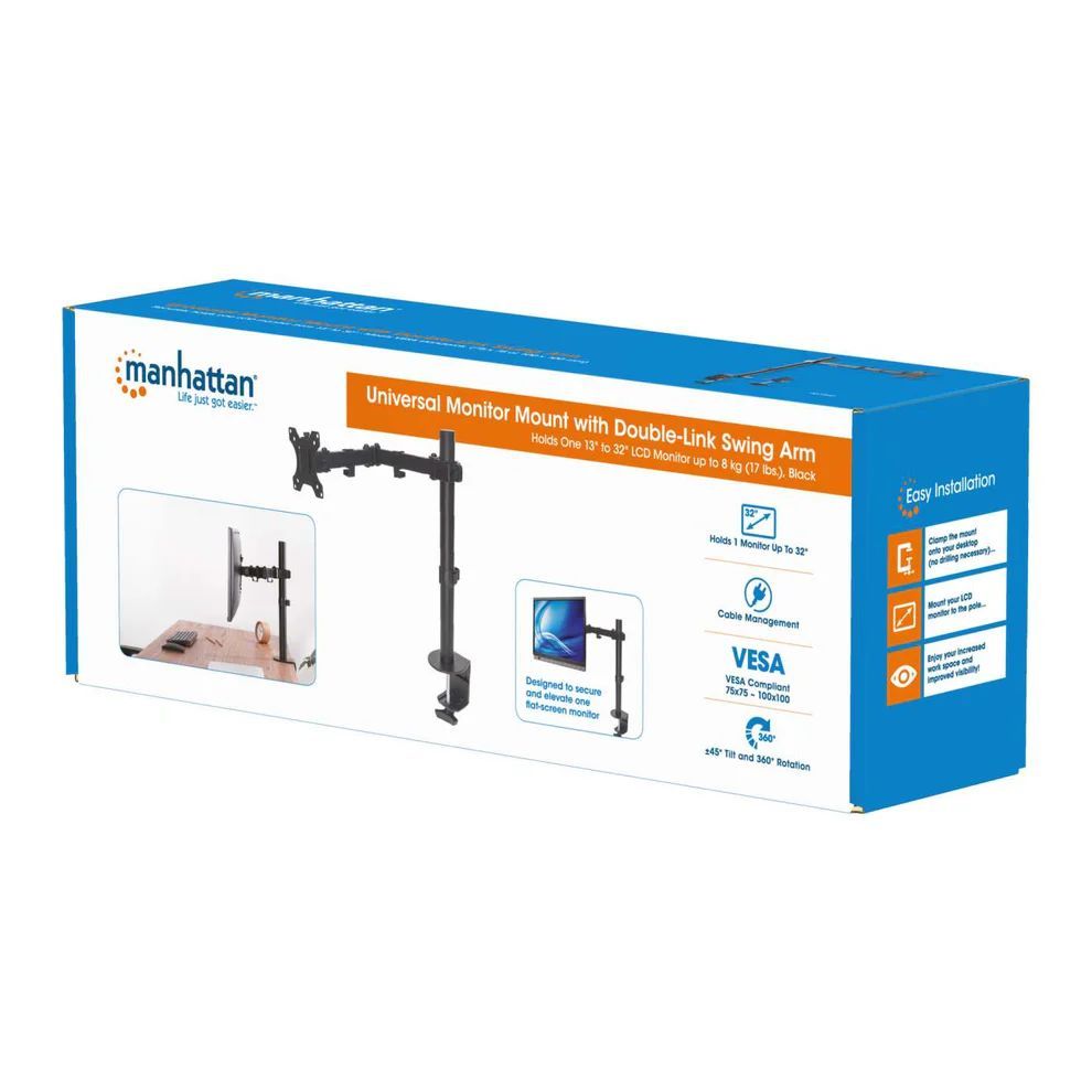 Manhattan Universal Monitor Mount with Double-Link Swing Arm 13"-32" Black Manhattan Universal Monitor Mount with Double-Link Swing Arm 13"-32" Black