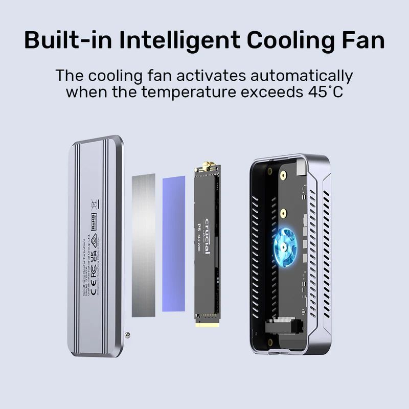 Unitek SolidForce Reefer TurboCool USB4 40Gbps M.2 SSD Enclosure with Cooling Fan Unitek SolidForce Reefer TurboCool USB4 40Gbps M.2 SSD Enclosure with Cooling Fan