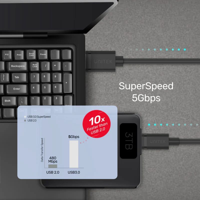 Unitek USB 3.0 to USB-C Charging Cable 1m Black Unitek USB 3.0 to USB-C Charging Cable 1m Black
