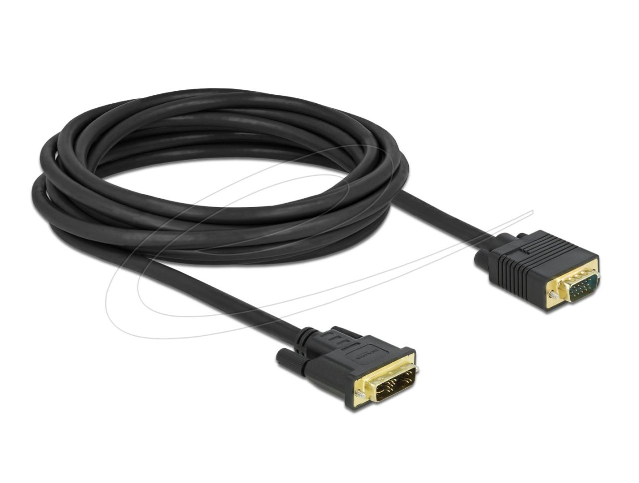 DeLock DVI 12+5 male to VGA male cable 5m Black DeLock DVI 12+5 male to VGA male cable 5m Black