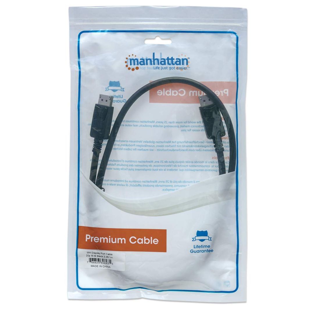 Manhattan 4K@60Hz DisplayPort 1.2 male/male Cable 1m Black