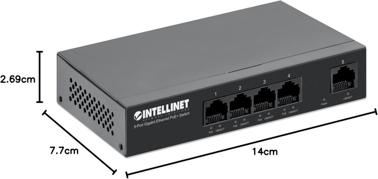 Intellinet 5-Port PoE Switch Black Intellinet 5-Port PoE Switch Black