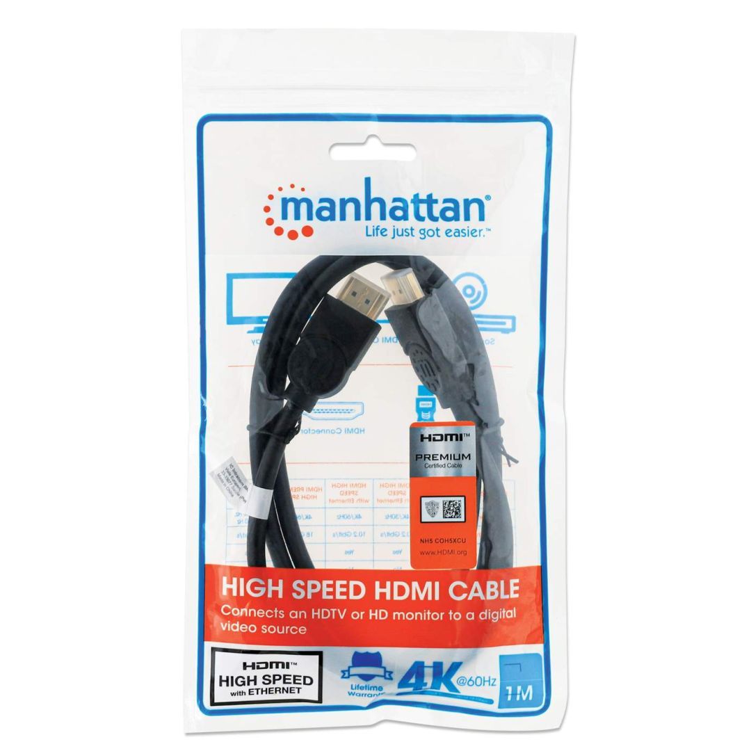 Manhattan 4K@60Hz Certified Premium High Speed HDMI Cable with Ethernet 1m Black