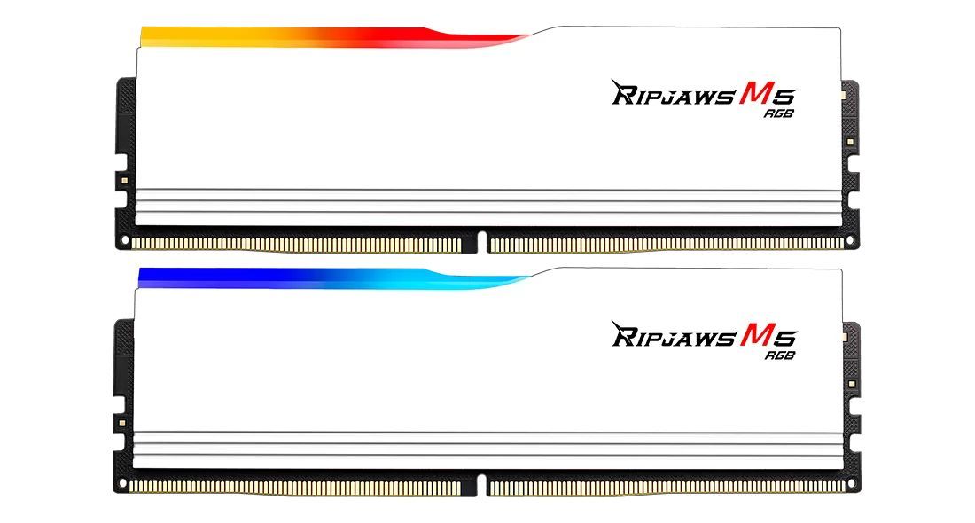 G.SKILL 48GB DDR5 6000MHz Kit(2x24GB) Ripjaws M5 RGB White G.SKILL 48GB DDR5 6000MHz Kit(2x24GB) Ripjaws M5 RGB White