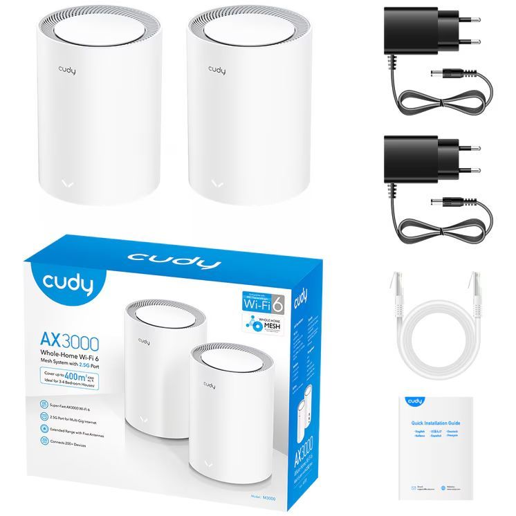 Cudy AX3000 2.5G Dual Band Wi-Fi 6 Mesh System (2-pack)