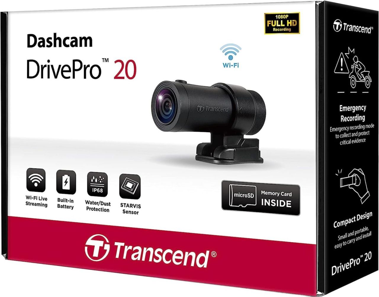 Transcend DashCam Driver Pro 20 for Motorcycle + 64GB Black