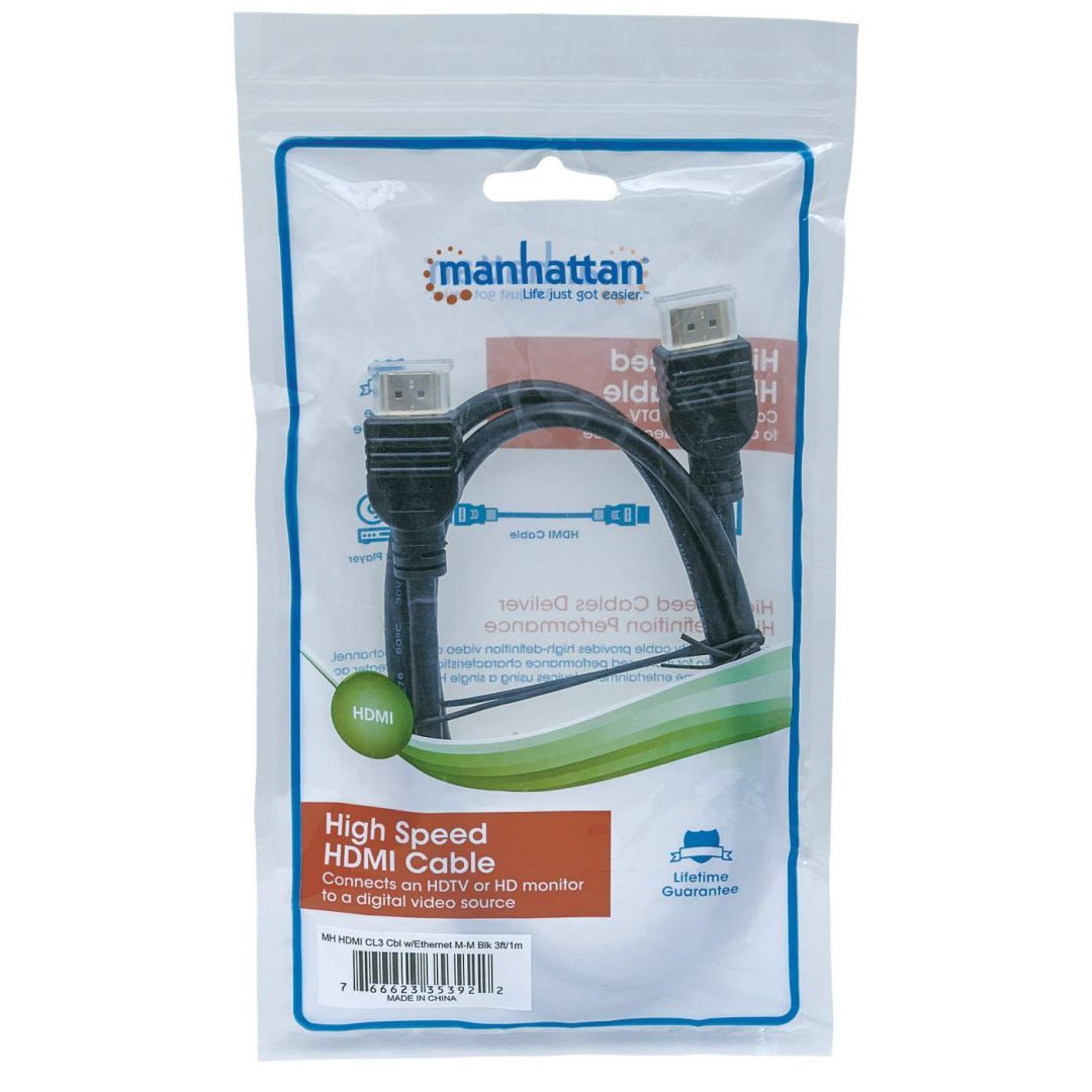 Manhattan CL3 In-Wall 4K@60Hz High Speed HDMI Cable with Ethernet 1m Black Manhattan CL3 In-Wall 4K@60Hz High Speed HDMI Cable with Ethernet 1m Black