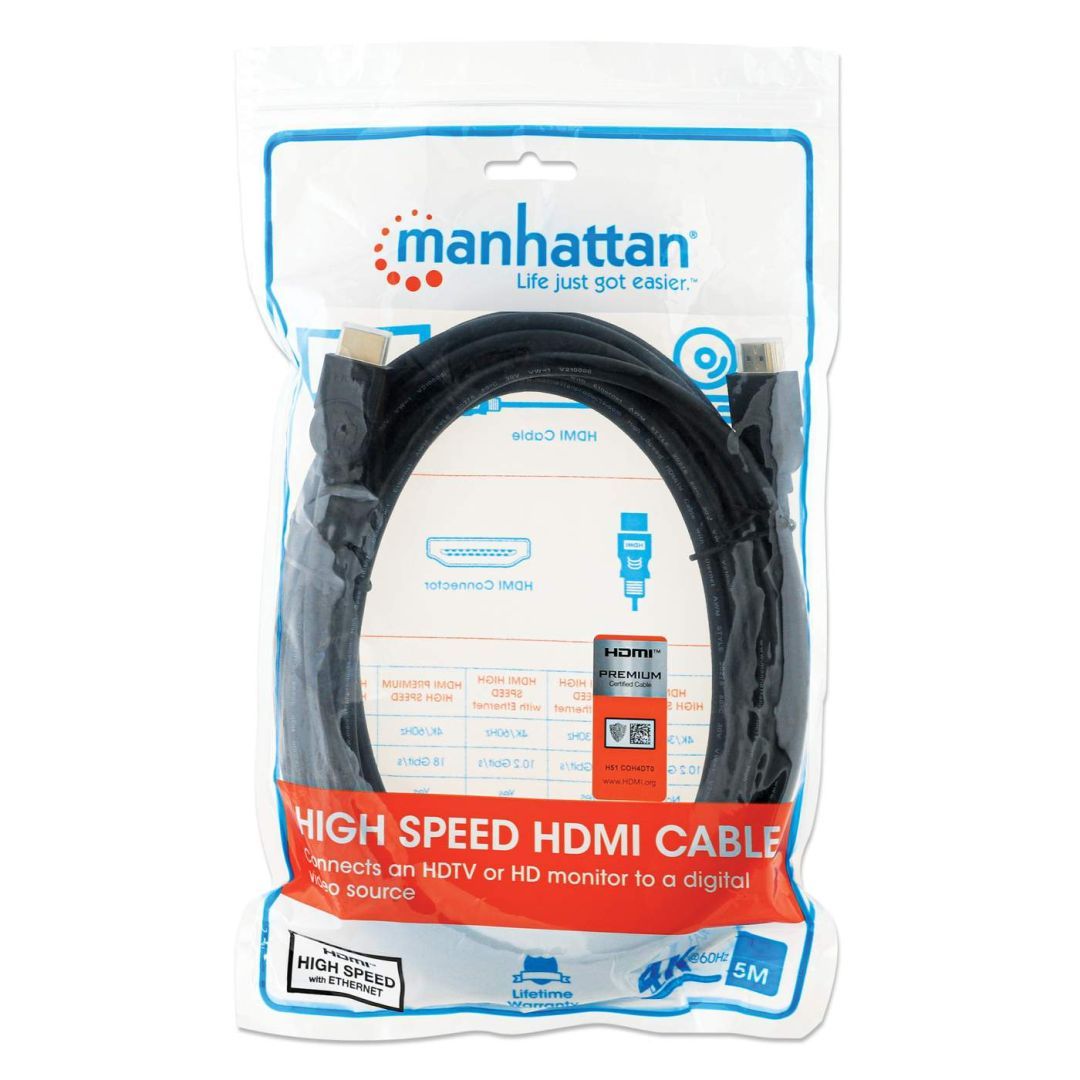 Manhattan 4K@60Hz Certified Premium High Speed HDMI Cable with Ethernet 5m Black