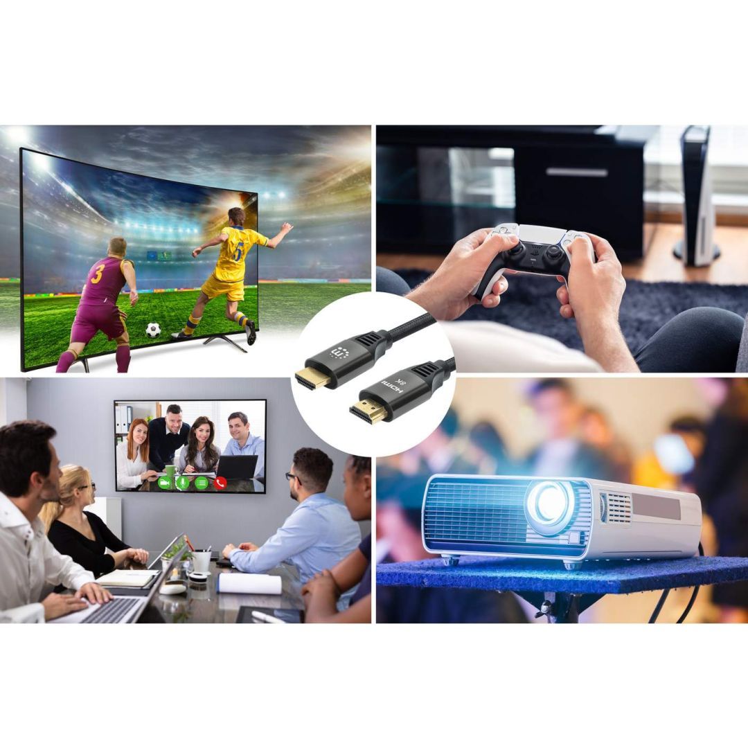 Manhattan 8K@60Hz Certified Ultra High Speed HDMI with Ethernet cable 1m Black Manhattan 8K@60Hz Certified Ultra High Speed HDMI with Ethernet cable 1m Black