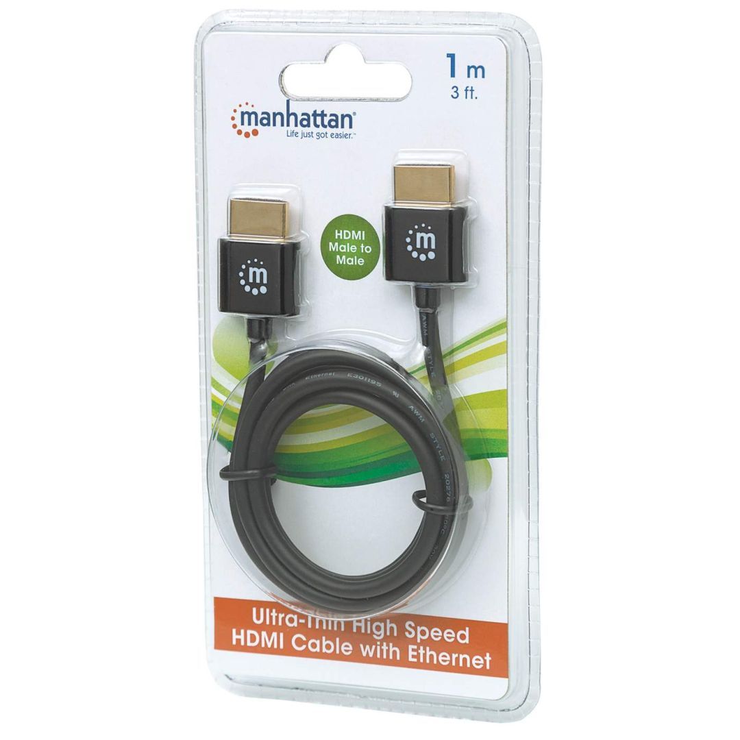 Manhattan Super-slim High Speed HDMI with Ethernet 4K60Hz cable 1m Black Manhattan Super-slim High Speed HDMI with Ethernet 4K60Hz cable 1m Black