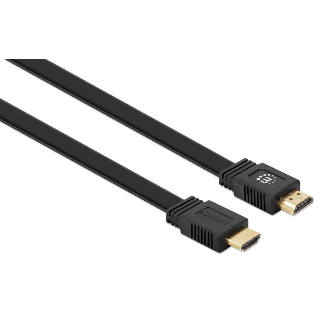 Manhattan Flat High Speed HDMI with Ethernet 4K@60Hz cable 5m Black