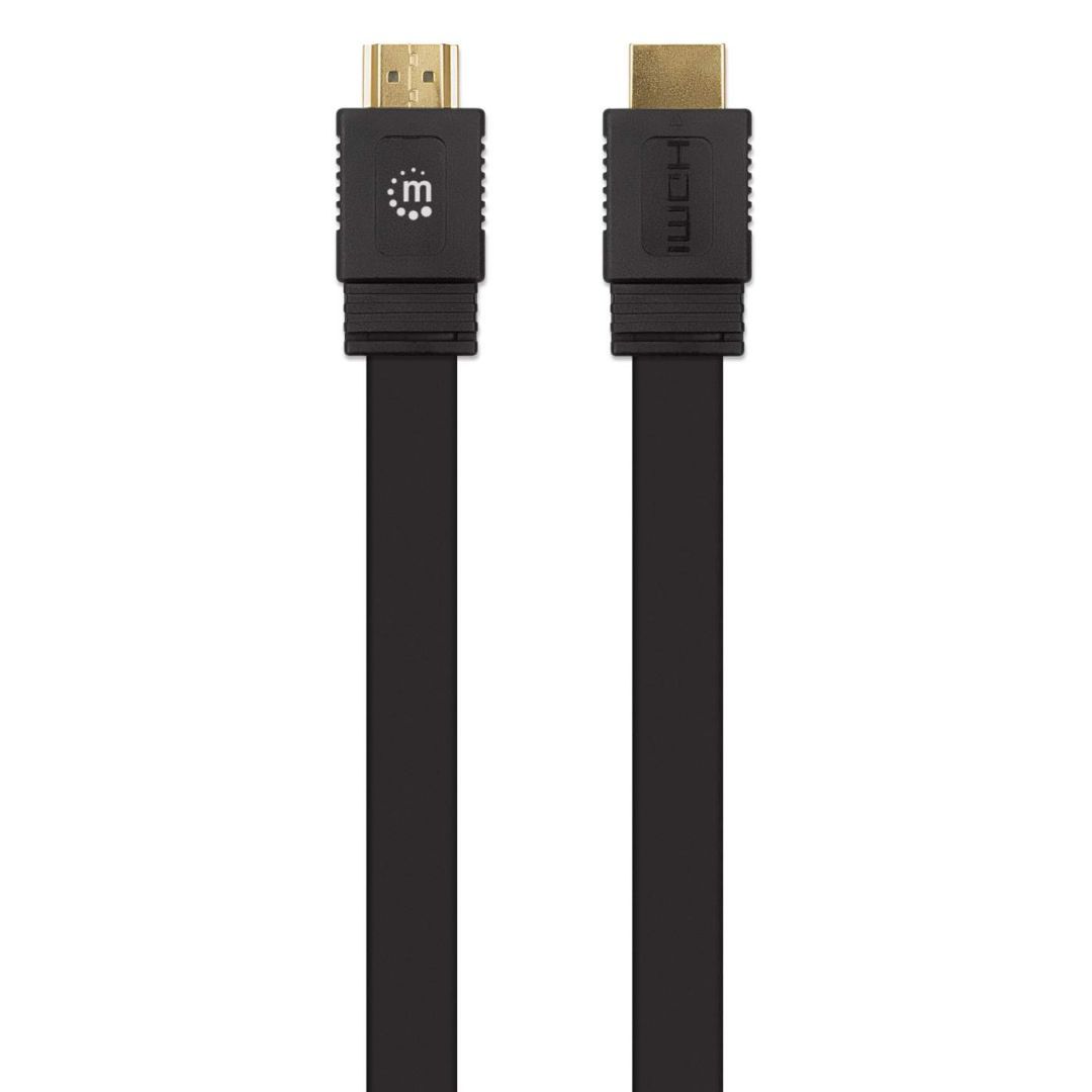 Manhattan Flat High Speed HDMI with Ethernet 4K@60Hz cable 5m Black