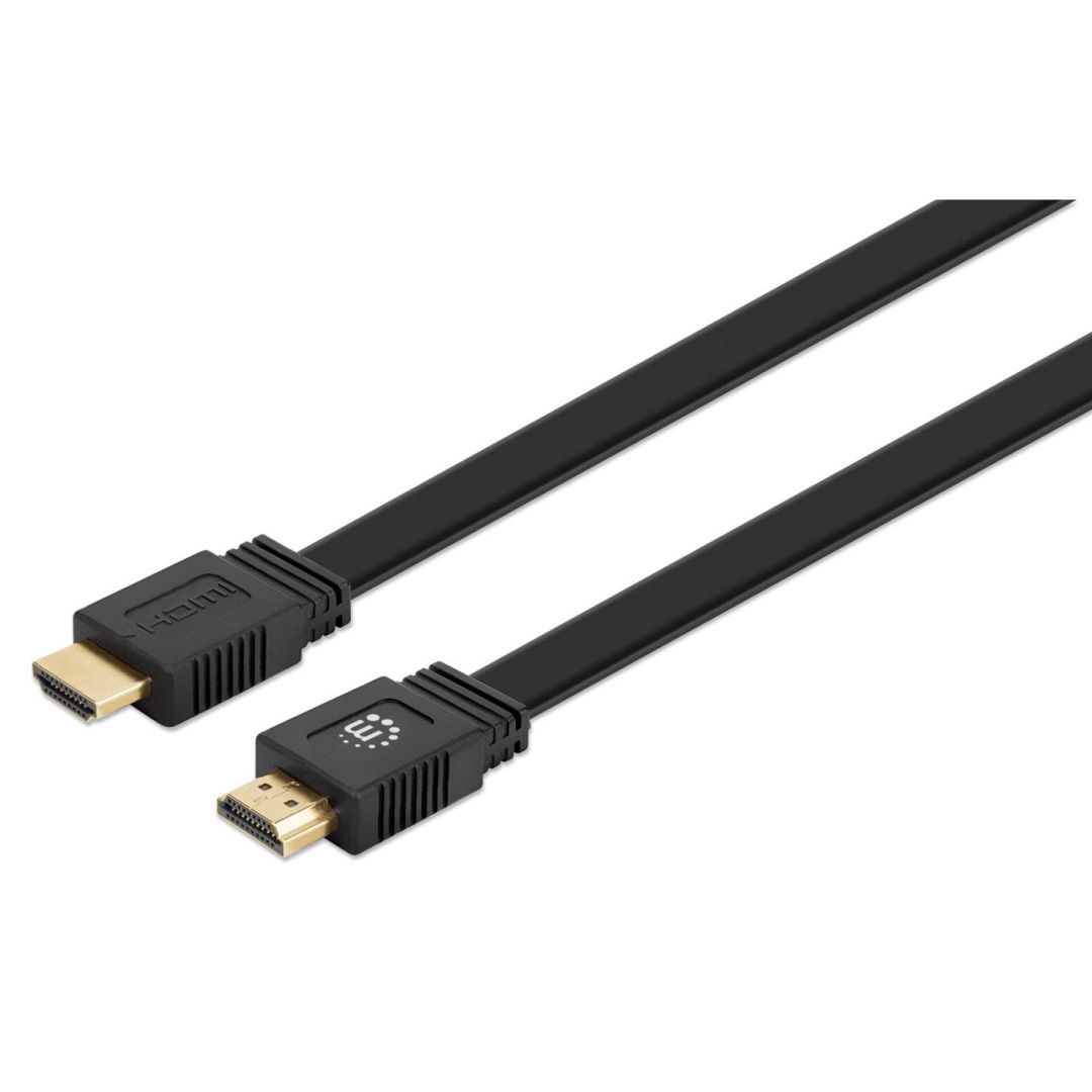 Manhattan Flat High Speed HDMI with Ethernet 4K@60Hz cable 5m Black