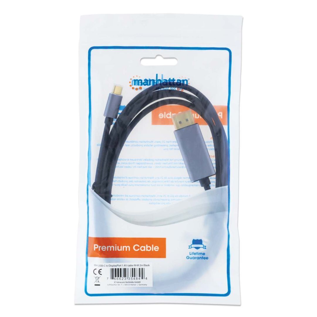 Manhattan 8K@60Hz USB-C to DisplayPort 1.4 Adapter Cable 2m Black