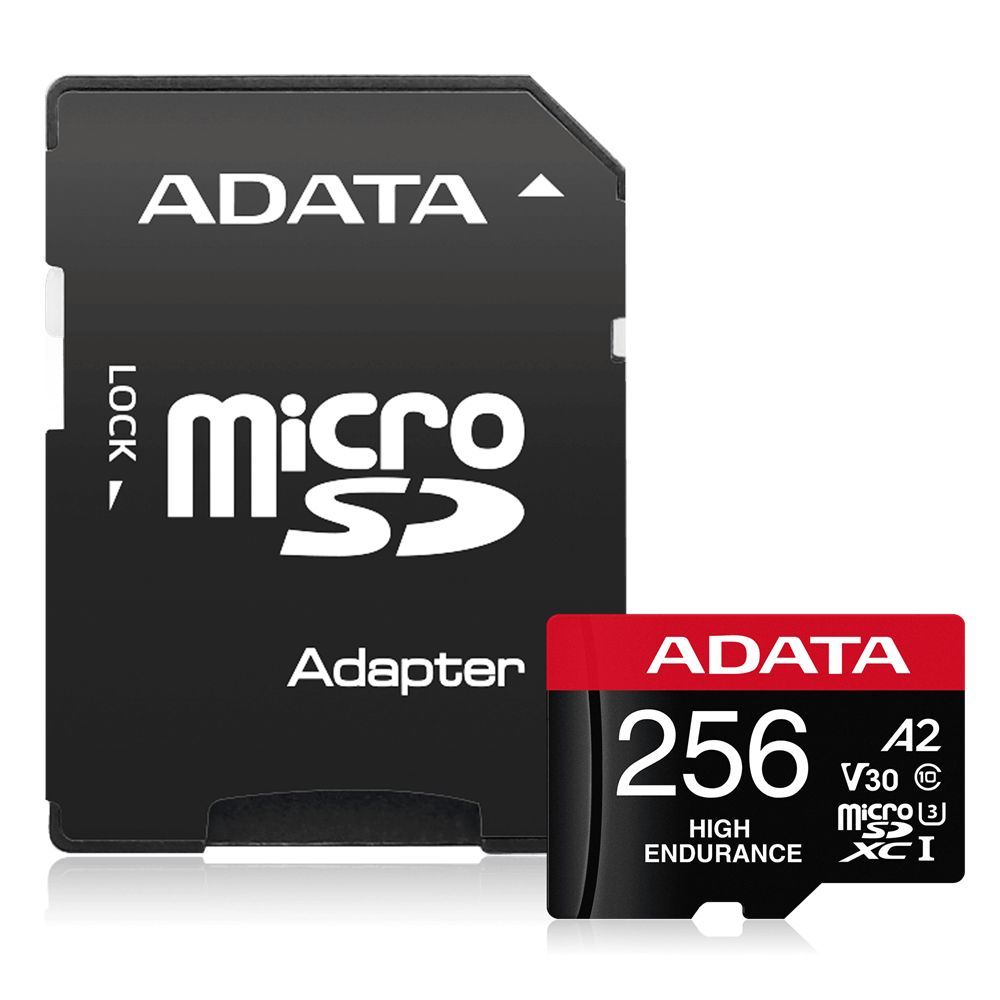 A-Data 256GB microSDXC High Endurance UHS-I U3 Class 10 V30S + adapterrel A-Data 256GB microSDXC High Endurance UHS-I U3 Class 10 V30S + adapterrel