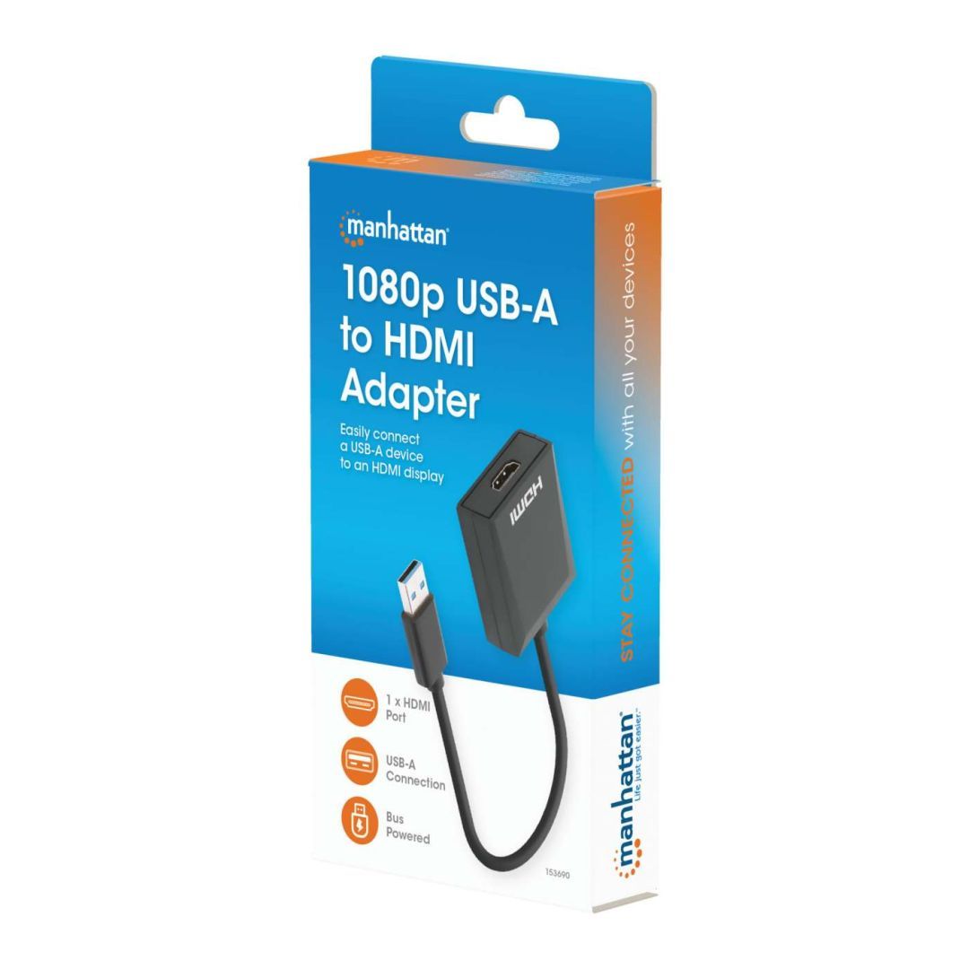 Manhattan 1080p USB-A to HDMI Adapter Black